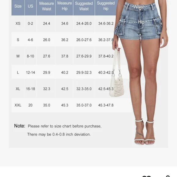 NWT Aotasely Blue Denim Mini Cargo Shorts Size L (12-14) - Picture 4 of 10